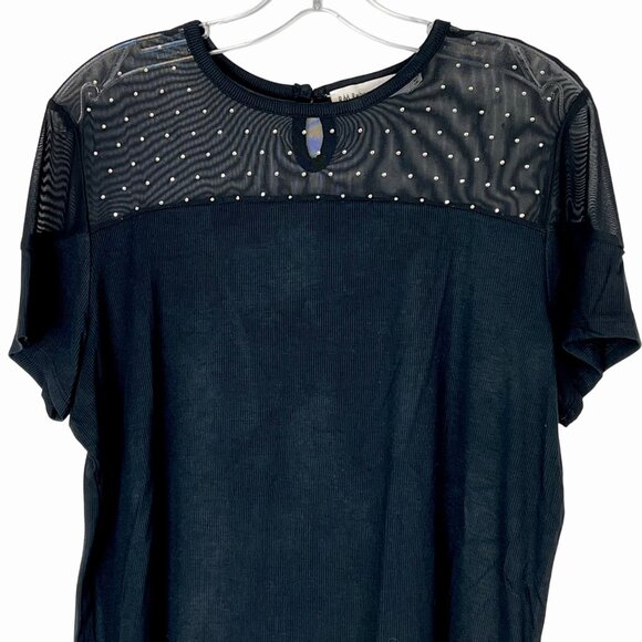Rebecca Minkoff Womens Large Black Mesh & Studded Rayon Blend Top New w/o Tags - Picture 8 of 14